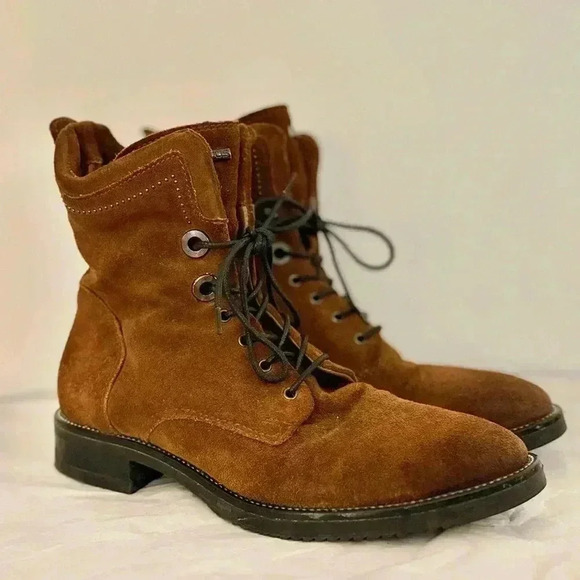 MJUS Women’s Tan Brown Suede Lace Up Side Zip “Gabor” Ankle Bootie Size 8.5 l 39 - Picture 6 of 11